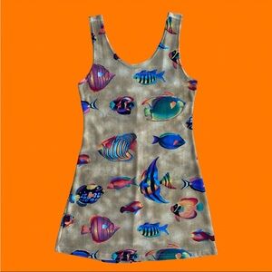 Vintage 90s y2k aero fish dress aqua underwater